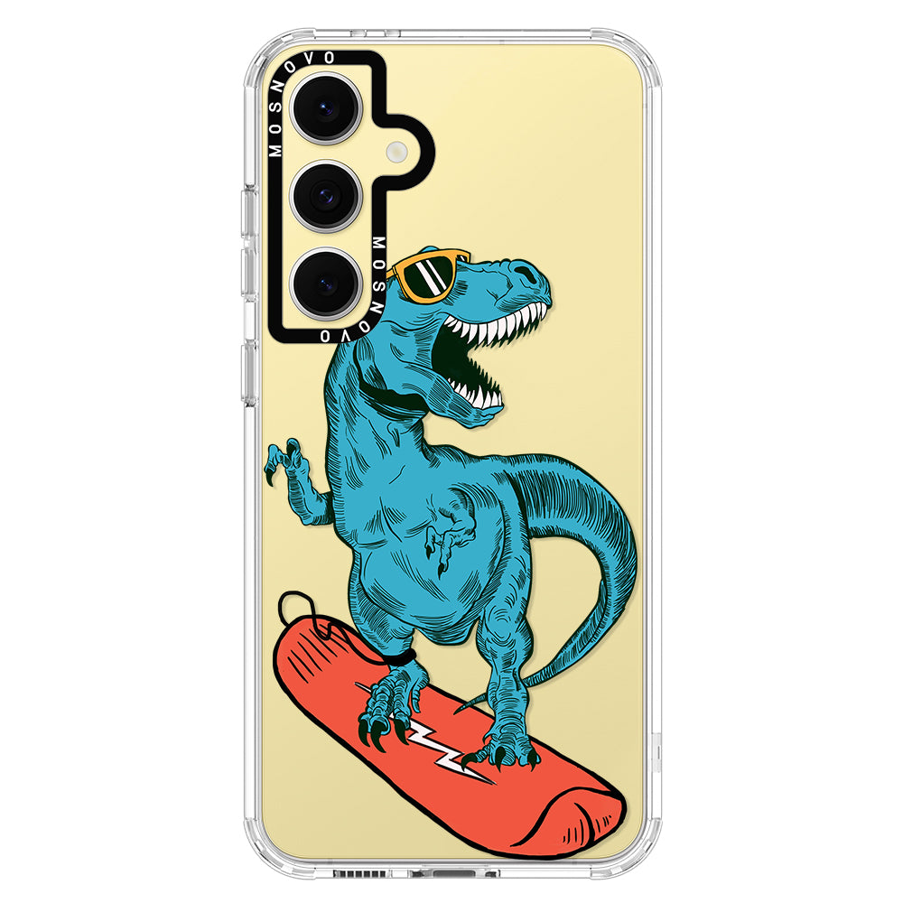 Surfing Dinosaur Phone Case - Samsung Galaxy S24 FE Case - MOSNOVO