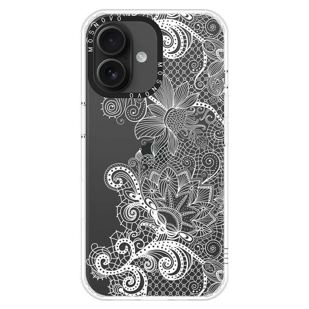 Lacy White Flower Phone Case - iPhone 16 Case - MOSNOVO