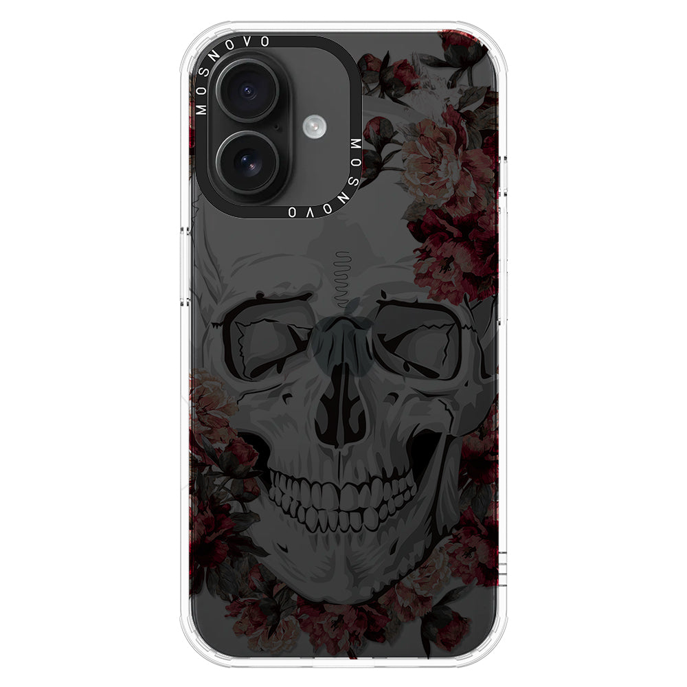 Red Flower Skull Phone Case - iPhone 16 Plus Case - MOSNOVO