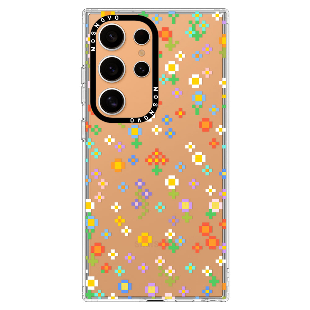 Pixel-Floral Phone Case - Samsung Galaxy S24 Ultra Case