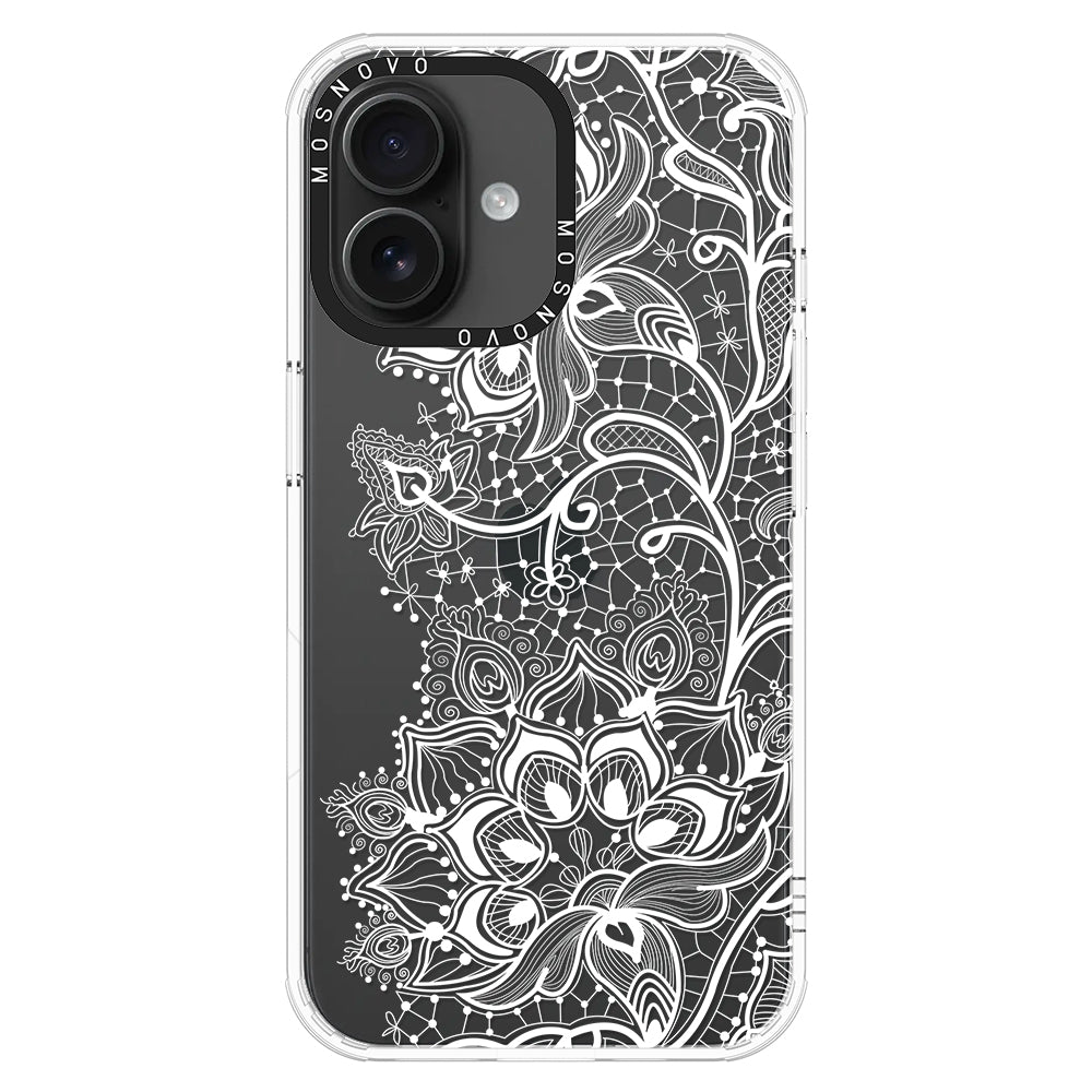 White Lotus Henna Phone Case - iPhone 16 Plus Case - MOSNOVO