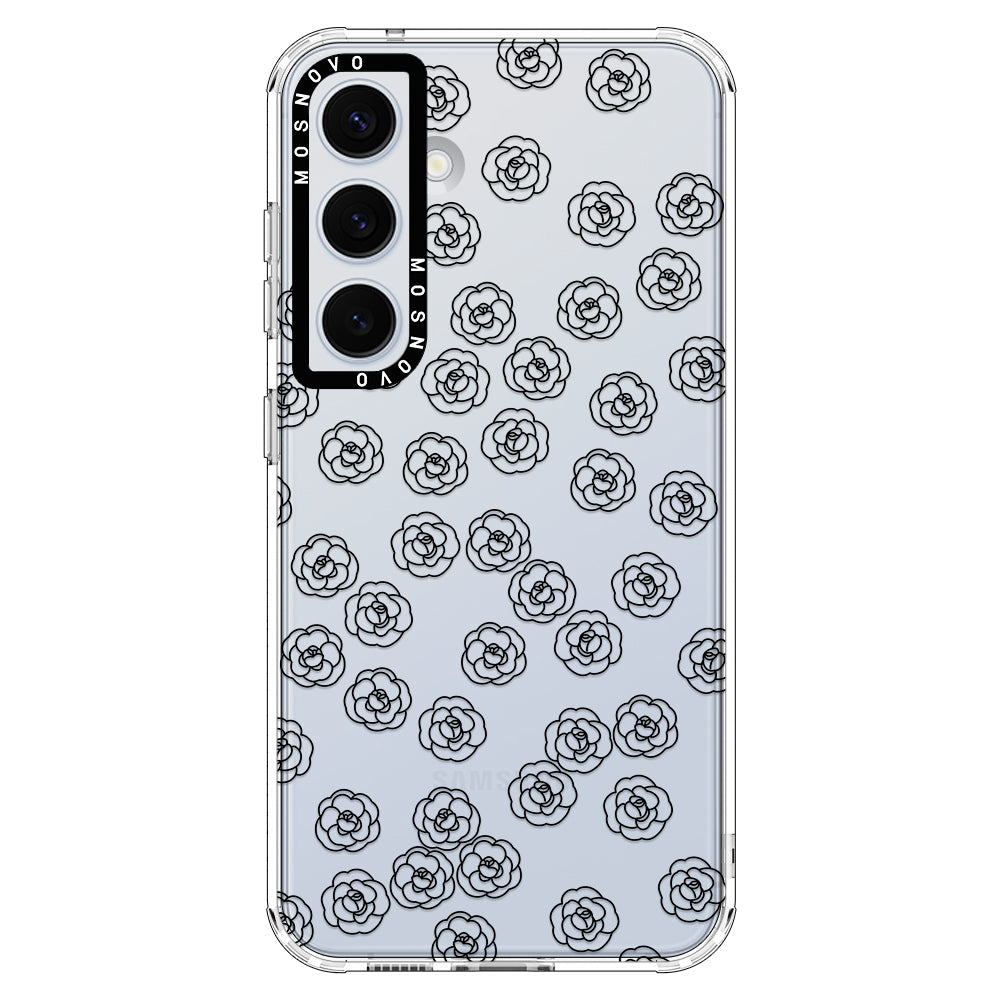 Linear Camelia Flower Phone Case - Samsung Galaxy S24 Case