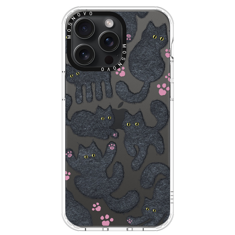 Black Furry Cat Phone Case - iPhone 15 Pro Max Case