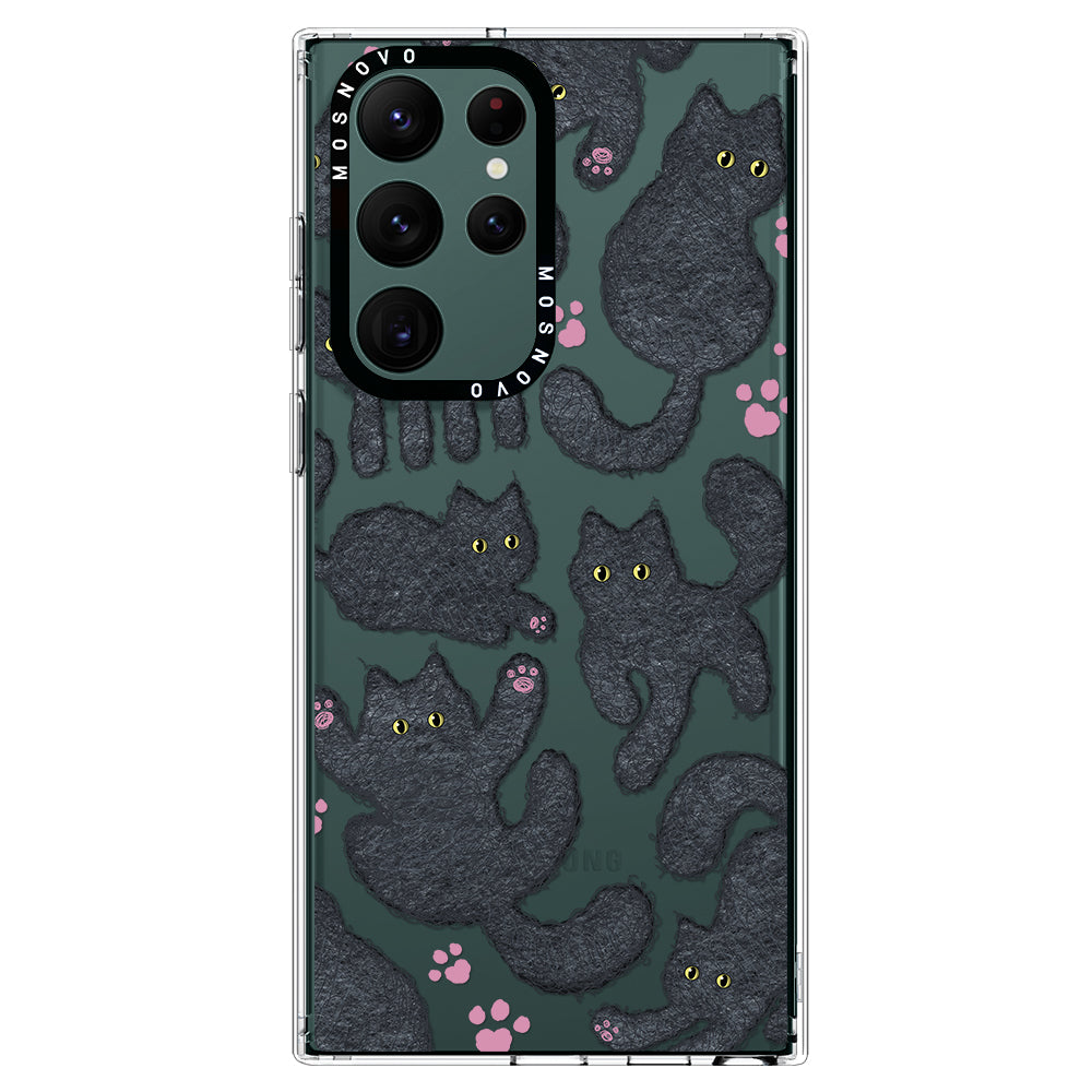 Black Furry Cat Phone Case - Samsung Galaxy S22 Ultra Case