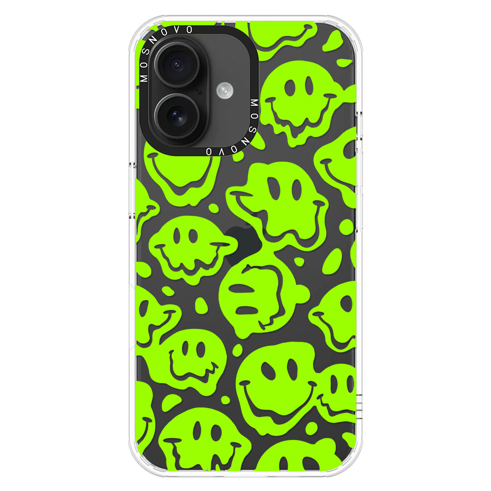 Distorted Green Smiles Face Phone Case - iPhone 16 Case - MOSNOVO