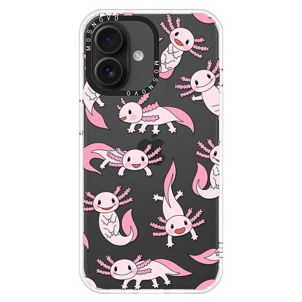 Pink Axolotl Phone Case - iPhone 16 Plus Case - MOSNOVO