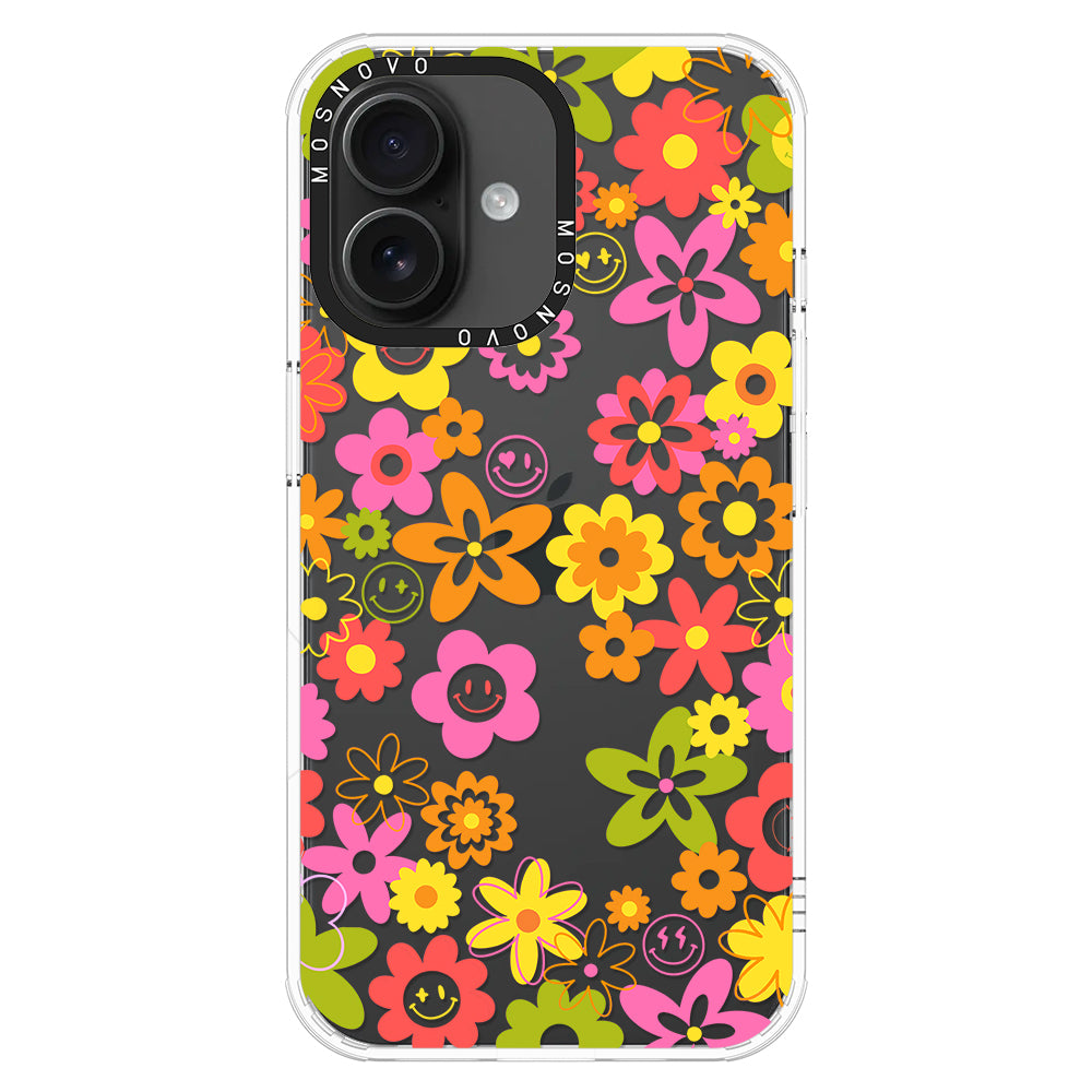 70's Groovy Floral Phone Case - iPhone 16 Plus Case - MOSNOVO