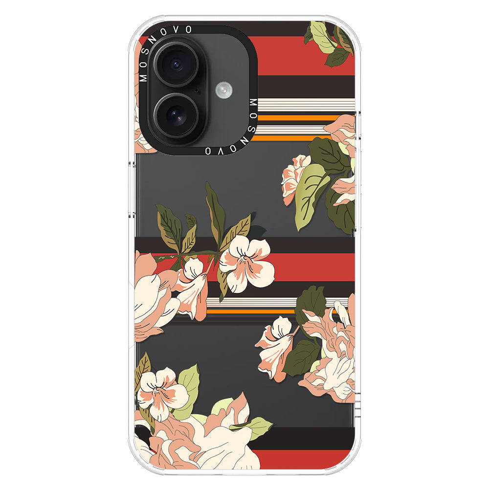 Classic Stripe Floral Phone Case - iPhone 16 Case - MOSNOVO