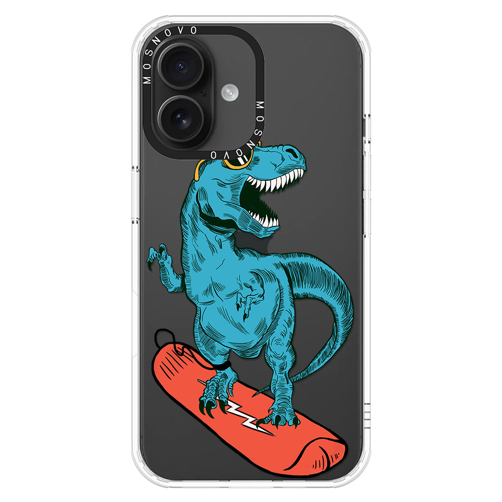 Surfing Dinosaur Phone Case - iPhone 16 Plus Case - MOSNOVO