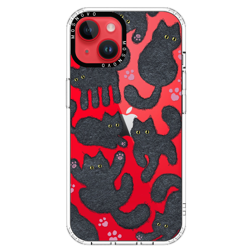 Black Furry Cat Phone Case - iPhone 14 Plus Case