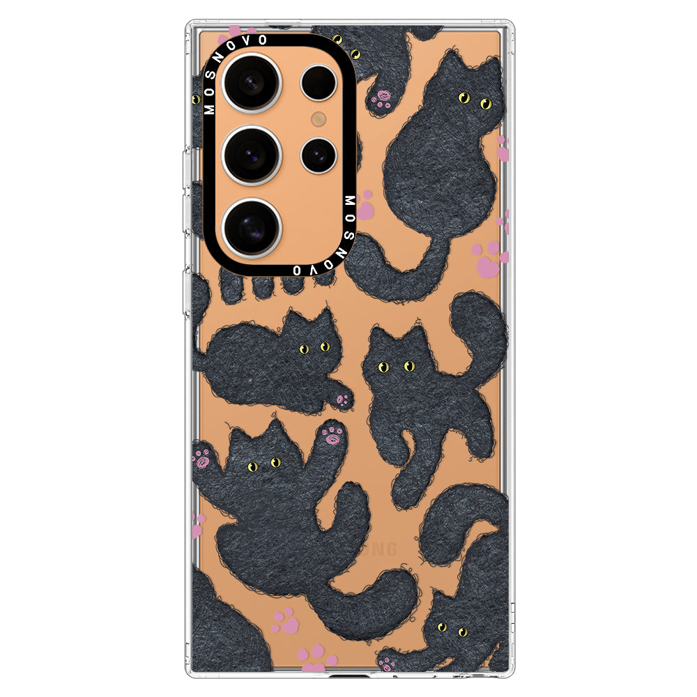 Black Furry Cat Phone Case - Samsung Galaxy S24 Ultra Case