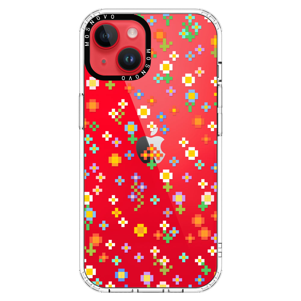 Pixel-Floral Phone Case - iPhone 14 Plus Case