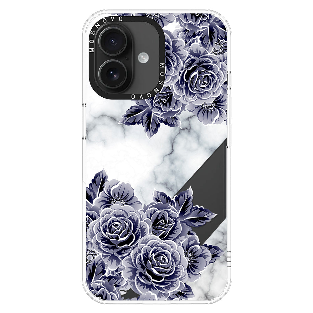 Marble with Purple Flowers Phone Case - iPhone 16 Plus Case - MOSNOVO