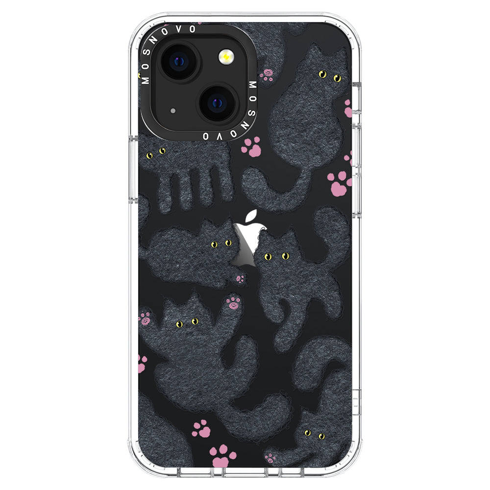 Black Furry Cat Phone Case - iPhone 13 Case