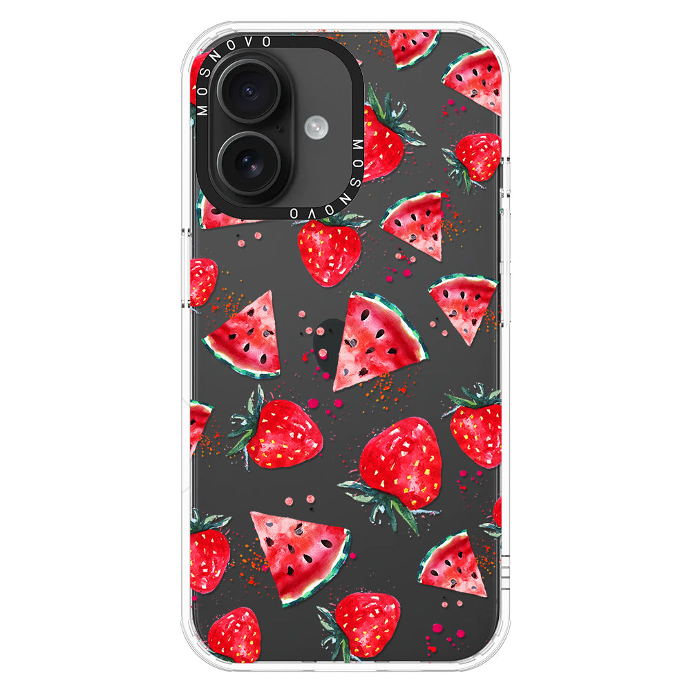 Watermelon and Strawberry Phone Case - iPhone 16 Case - MOSNOVO