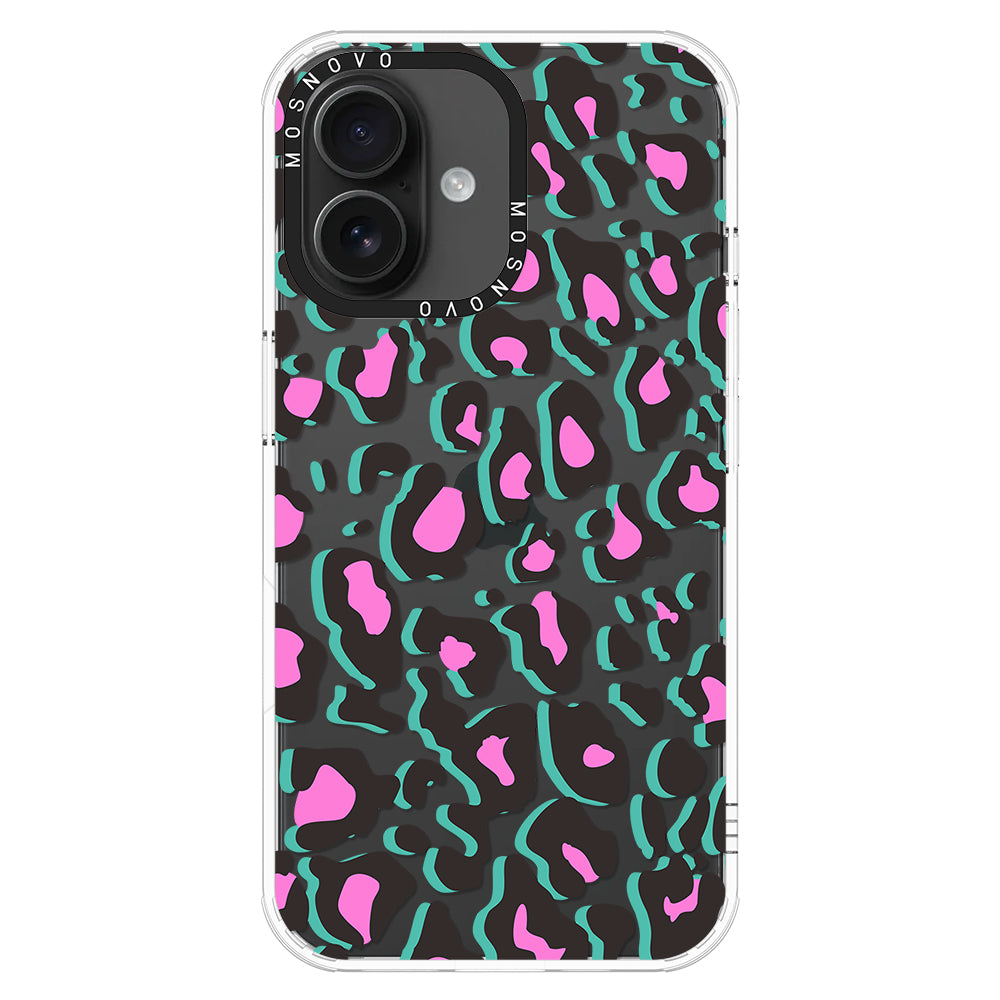 Hot Pink Leopard Print Phone Case - iPhone 16 Plus Case - MOSNOVO