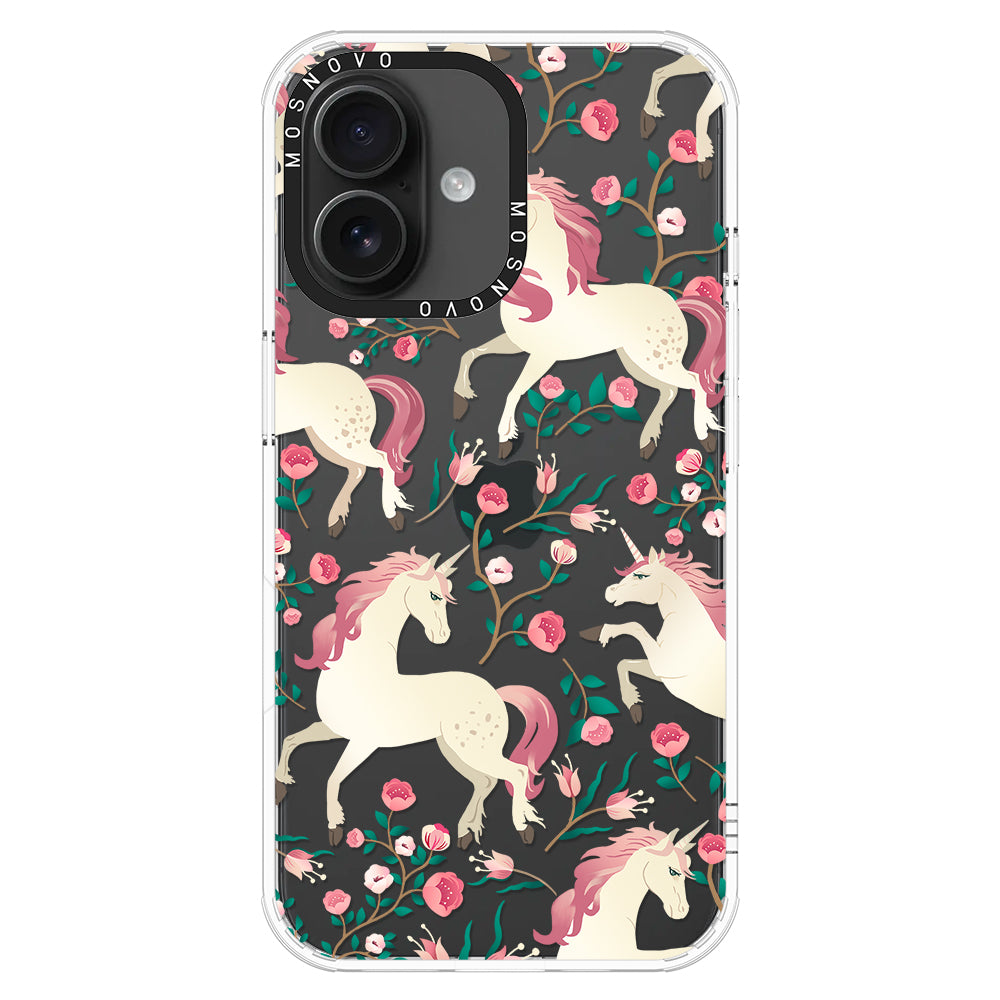 Unicorn with Floral Phone Case - iPhone 16 Plus Case - MOSNOVO