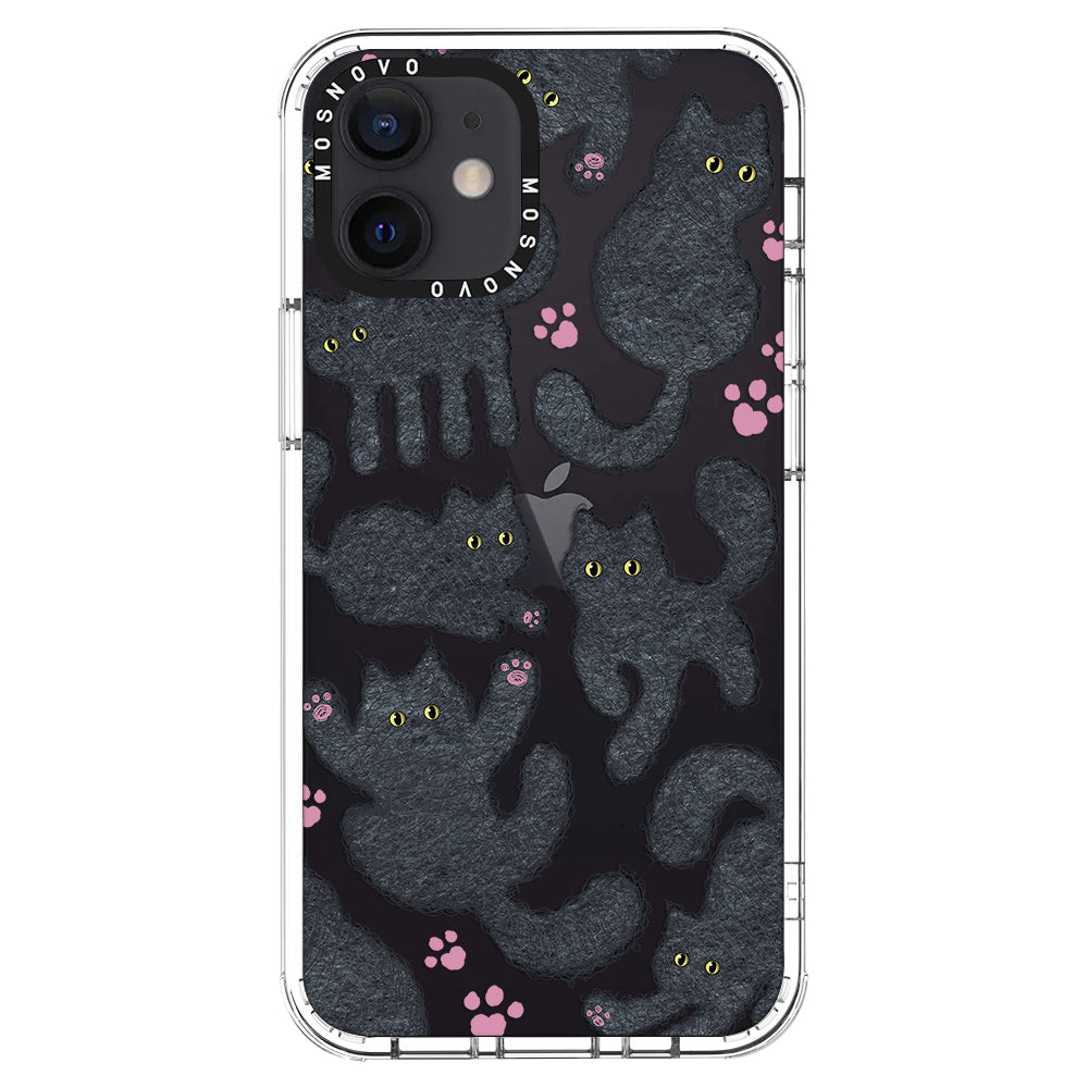 Black Furry Cat Phone Case - iPhone 12 Case