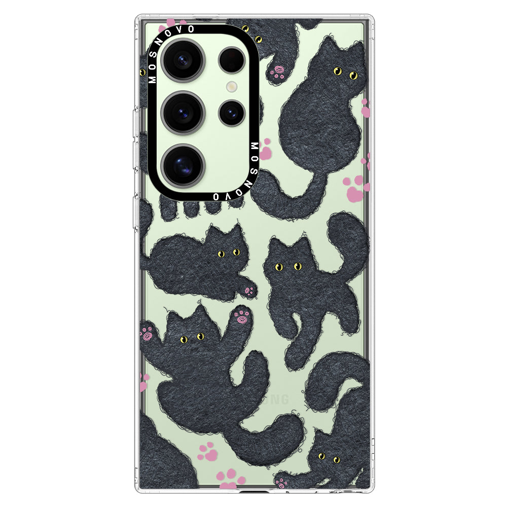 Black Furry Cat Phone Case - Samsung Galaxy S24 Ultra Case