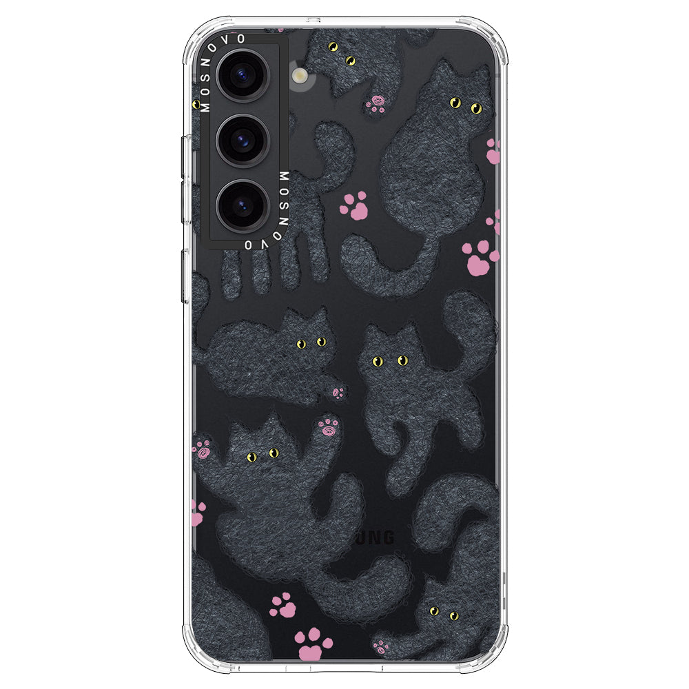 Black Furry Cat Phone Case - Samsung Galaxy S23 Plus Case