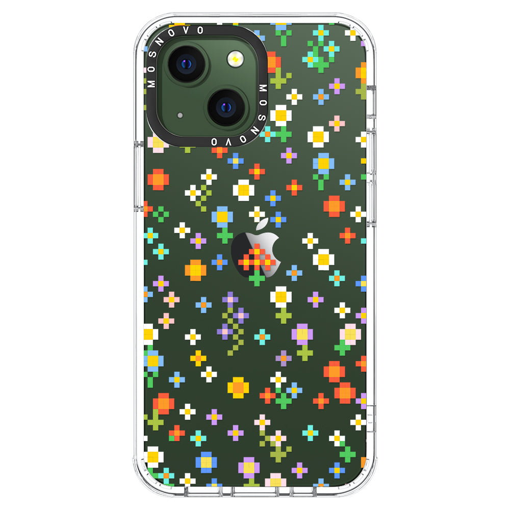 Pixel-Floral Phone Case - iPhone 13 Mini Case