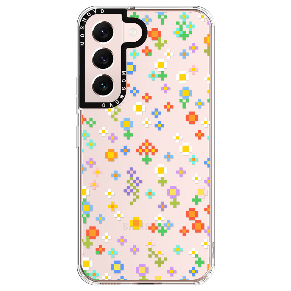 Pixel-Floral Phone Case - Samsung Galaxy S22 Plus Case