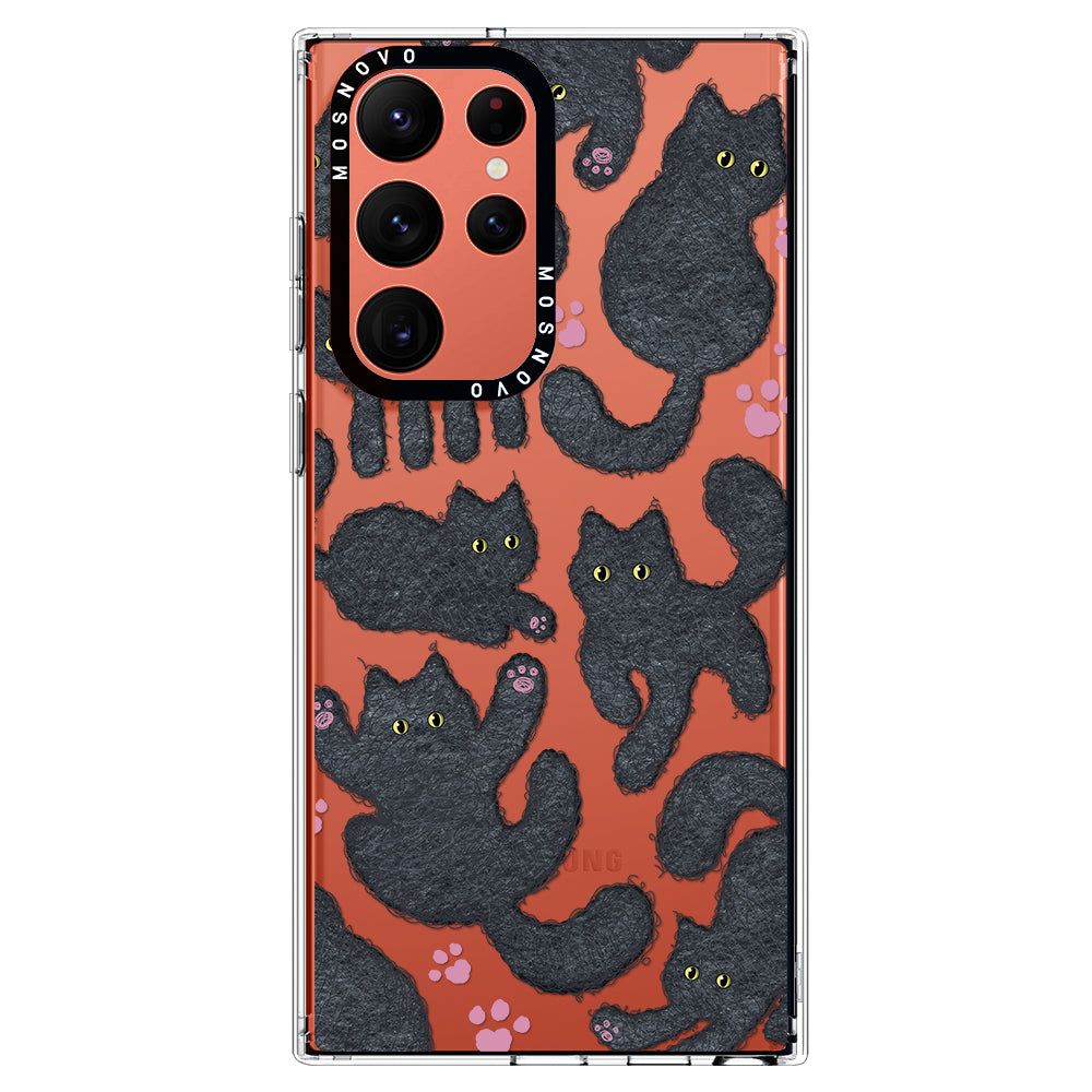 Black Furry Cat Phone Case - Samsung Galaxy S22 Ultra Case