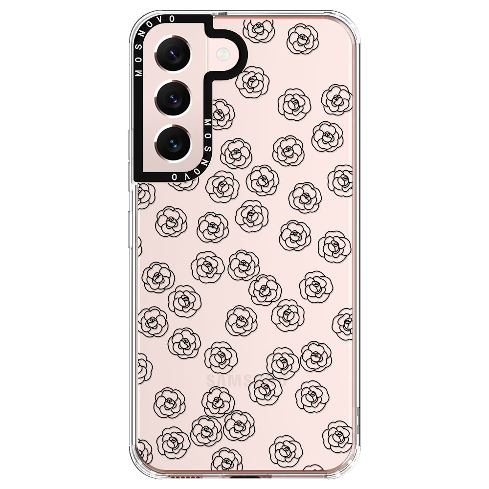 Linear Camelia Flower Phone Case - Samsung Galaxy S22 Plus Case