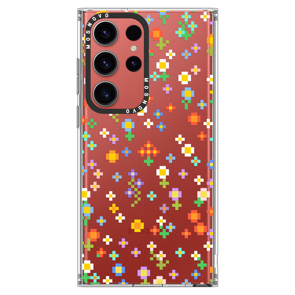 Pixel-Floral Phone Case - Samsung Galaxy S23 Ultra Case