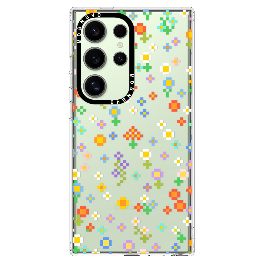 Pixel-Floral Phone Case - Samsung Galaxy S24 Ultra Case