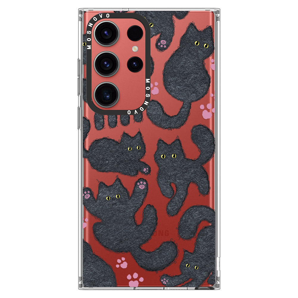 Black Furry Cat Phone Case - Samsung Galaxy S23 Ultra Case