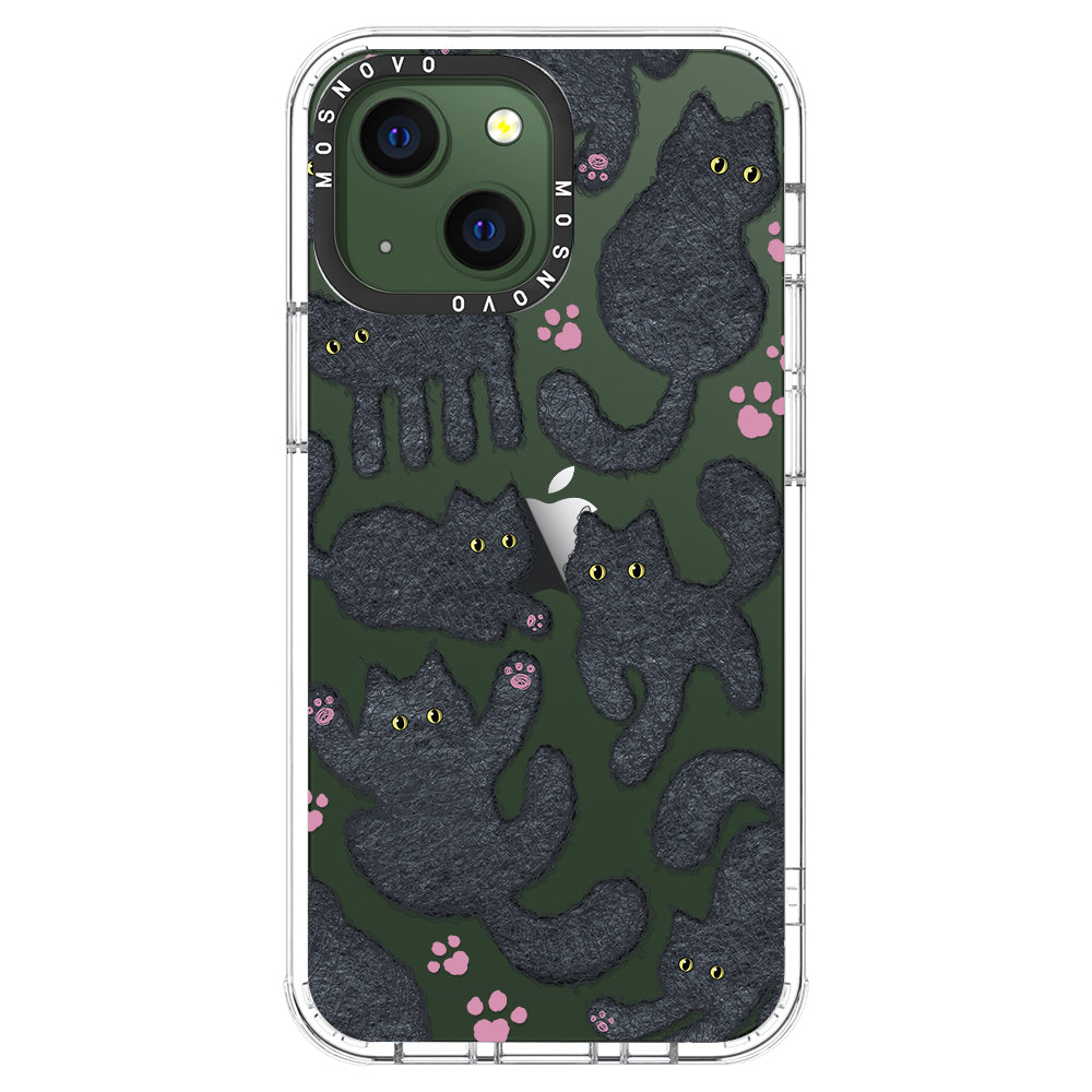 Black Furry Cat Phone Case - iPhone 13 Case