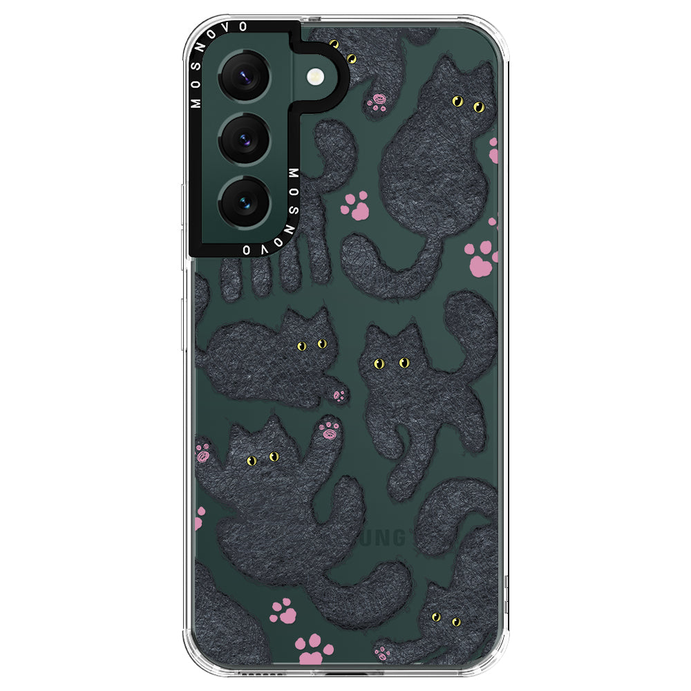 Black Furry Cat Phone Case - Samsung Galaxy S22 Plus Case