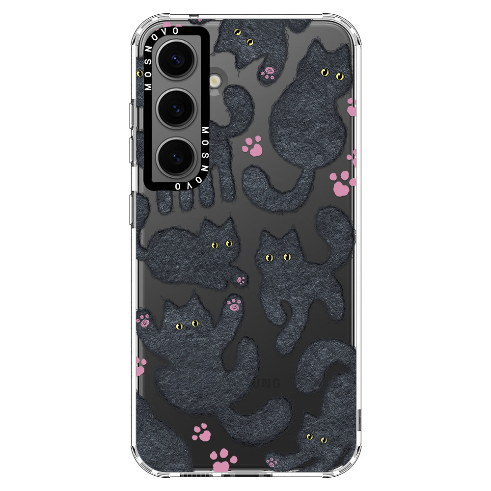 Black Furry Cat Phone Case - Samsung Galaxy S24 Case