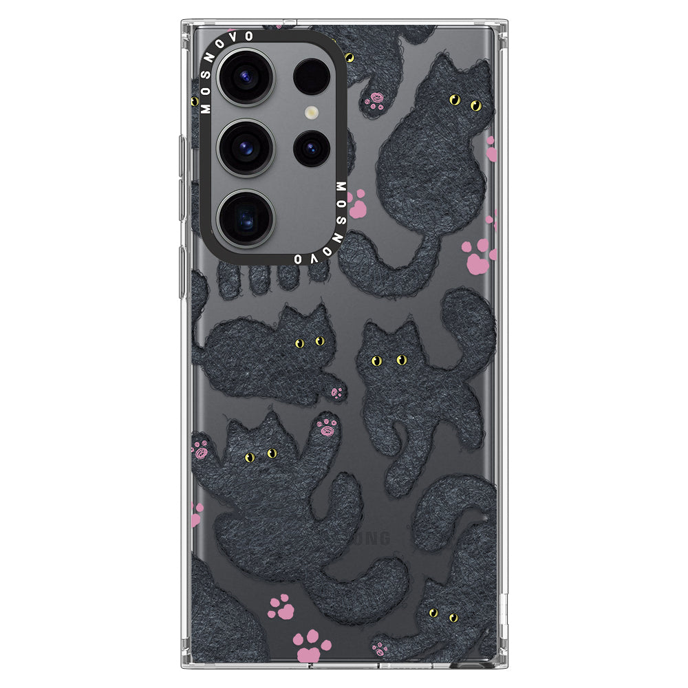 Black Furry Cat Phone Case - Samsung Galaxy S23 Ultra Case