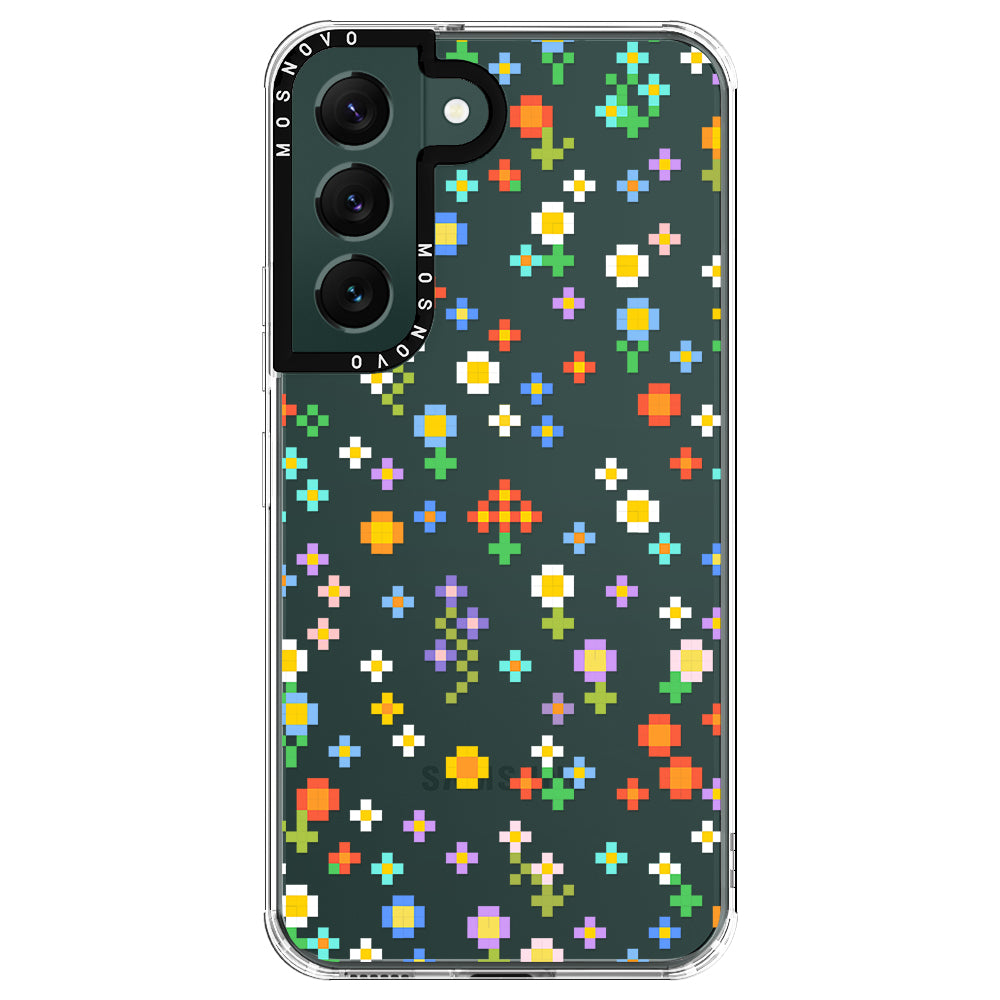 Pixel-Floral Phone Case - Samsung Galaxy S22 Case