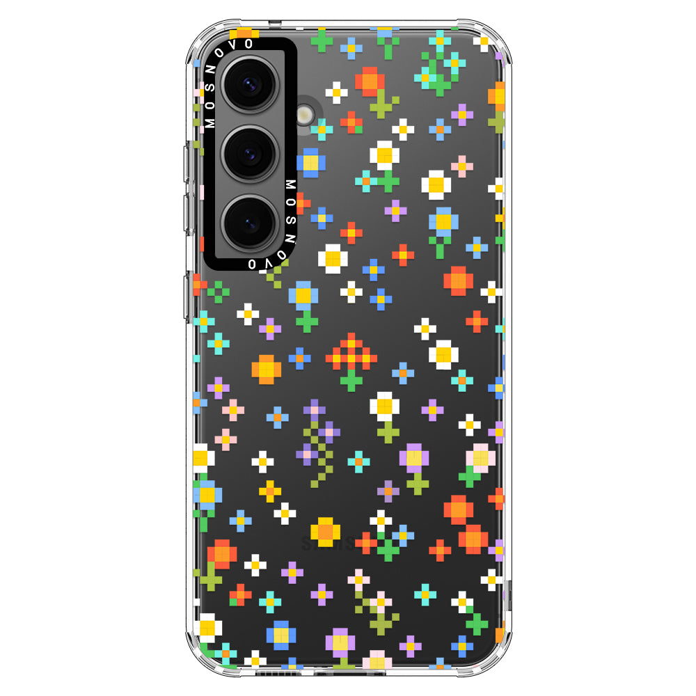 Pixel-Floral Phone Case - Samsung Galaxy S24 Case