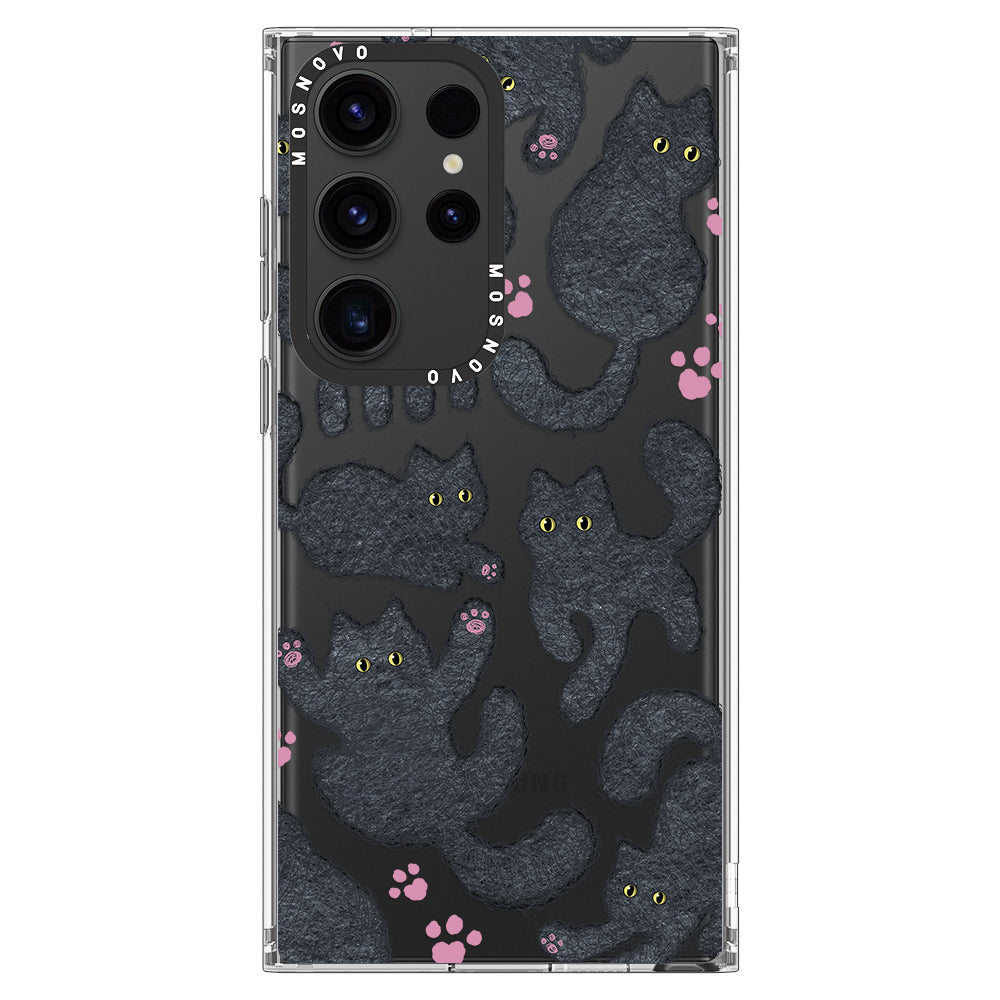 Black Furry Cat Phone Case - Samsung Galaxy S23 Ultra Case