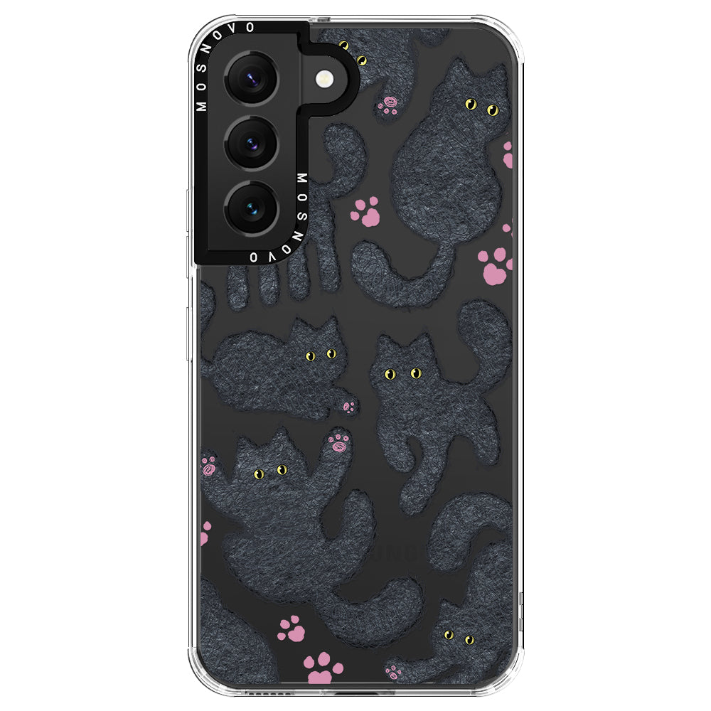 Black Furry Cat Phone Case - Samsung Galaxy S22 Case