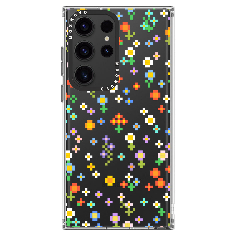 Pixel-Floral Phone Case - Samsung Galaxy S23 Ultra Case