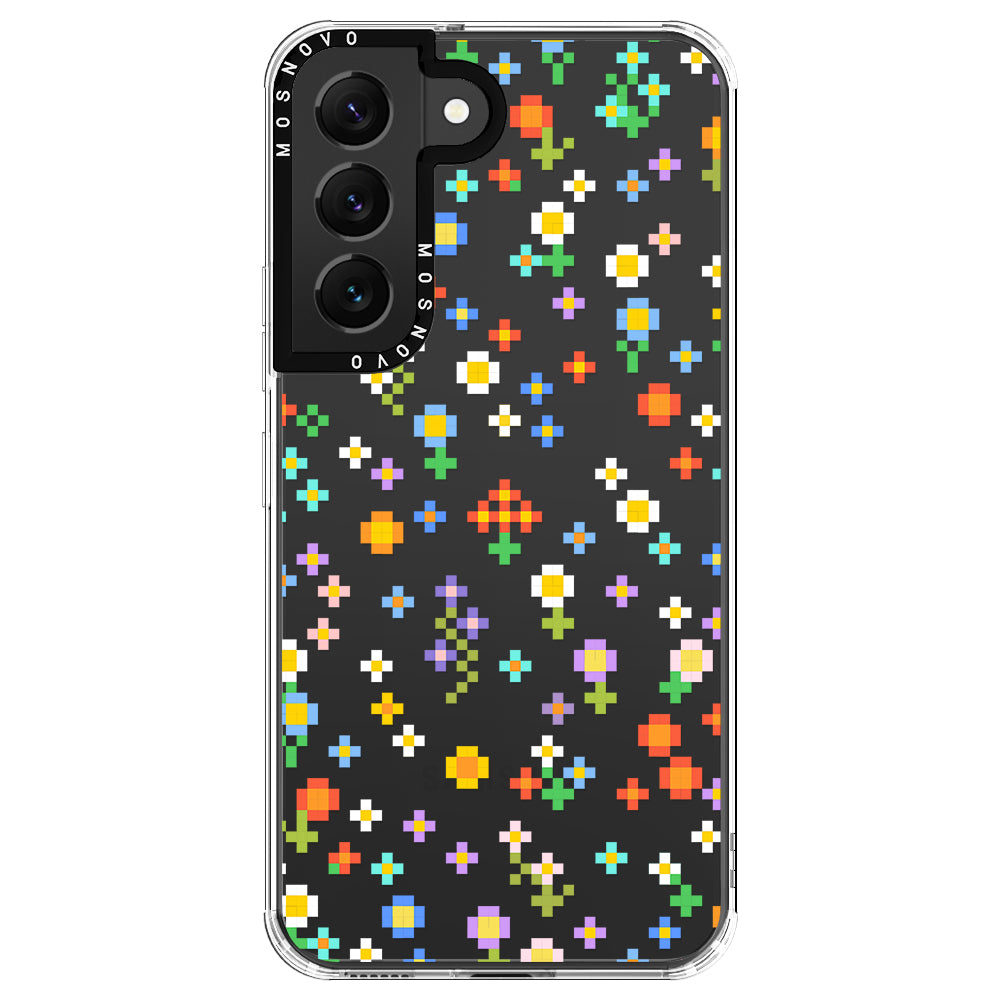 Pixel-Floral Phone Case - Samsung Galaxy S22 Plus Case