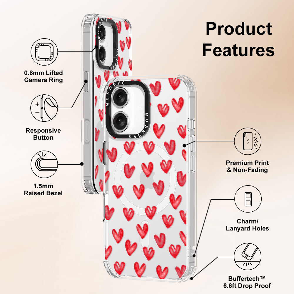 Cute Little Hearts Phone Case - iPhone 16 Case - MOSNOVO