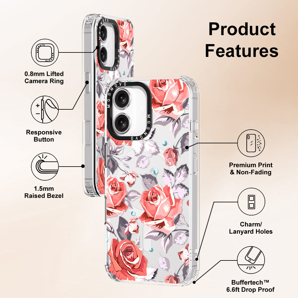 Retro Flower Roses Phone Case - iPhone 16 Plus Case - MOSNOVO