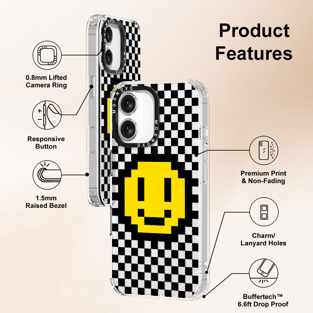 Smile Checkered Phone Case - iPhone 16 Case - MOSNOVO