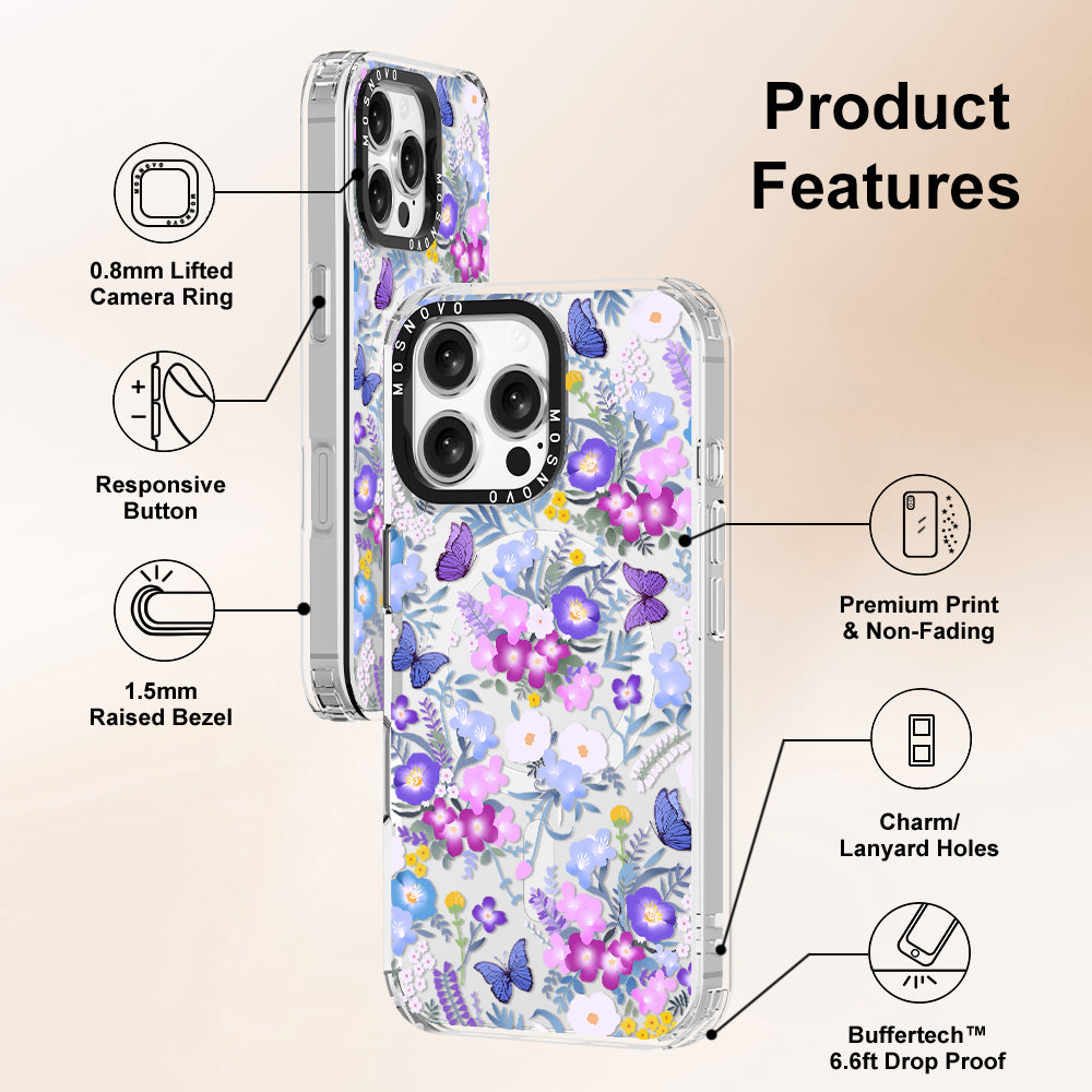 Purple Peri Nemophila Flower Phone Case - iPhone 16 Pro Max Case - MOSNOVO