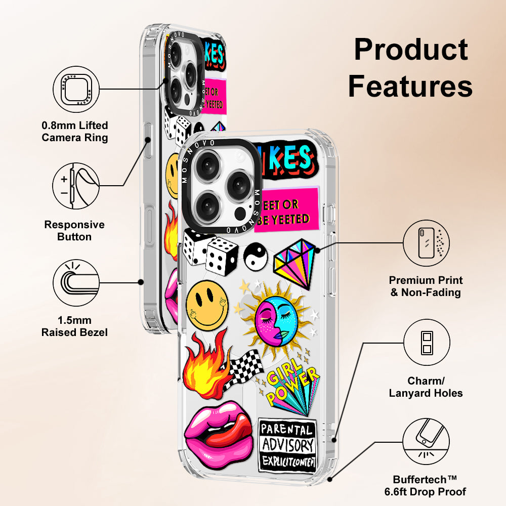 Funky Stickers Phone Case - iPhone 16 Pro Max Case - MOSNOVO