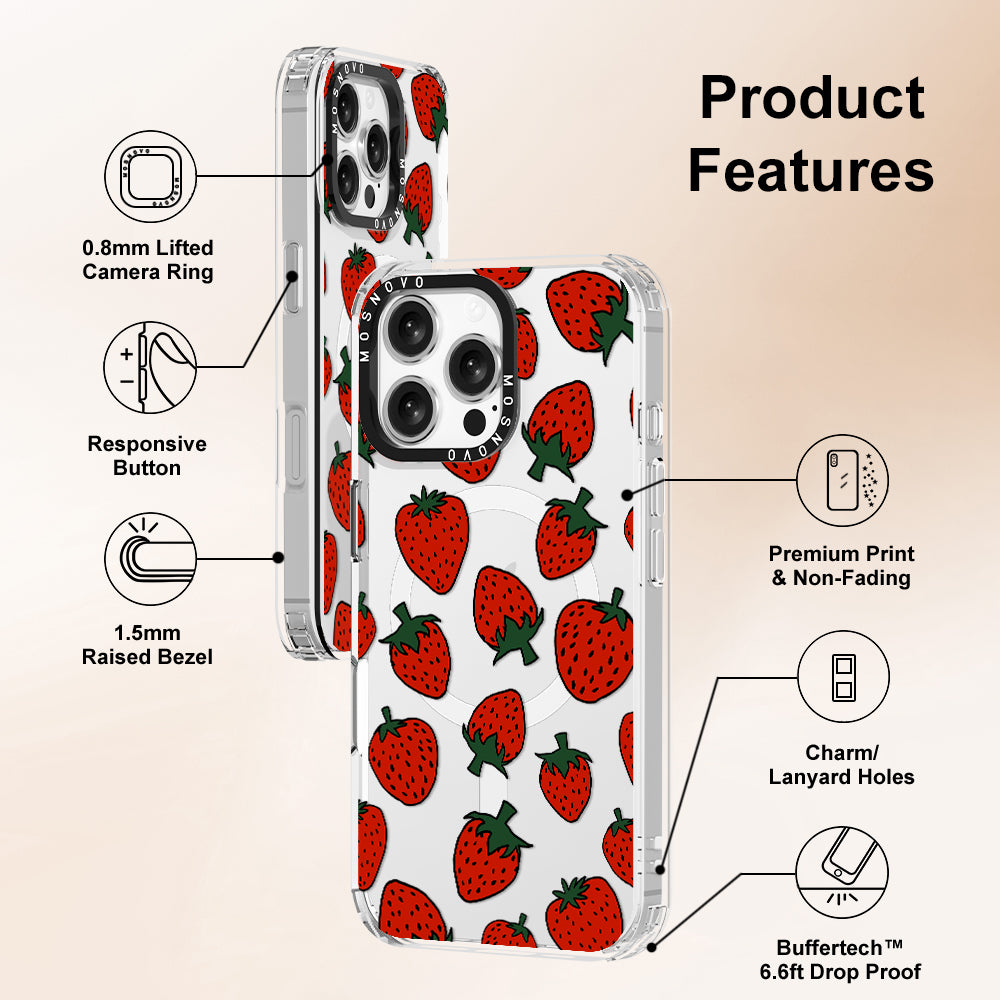 Red Strawberry Phone Case - iPhone 16 Pro Max Case - MOSNOVO