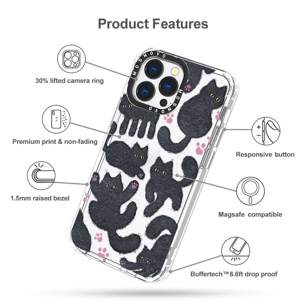 Black Furry Cat Phone Case - iPhone 13 Pro Case