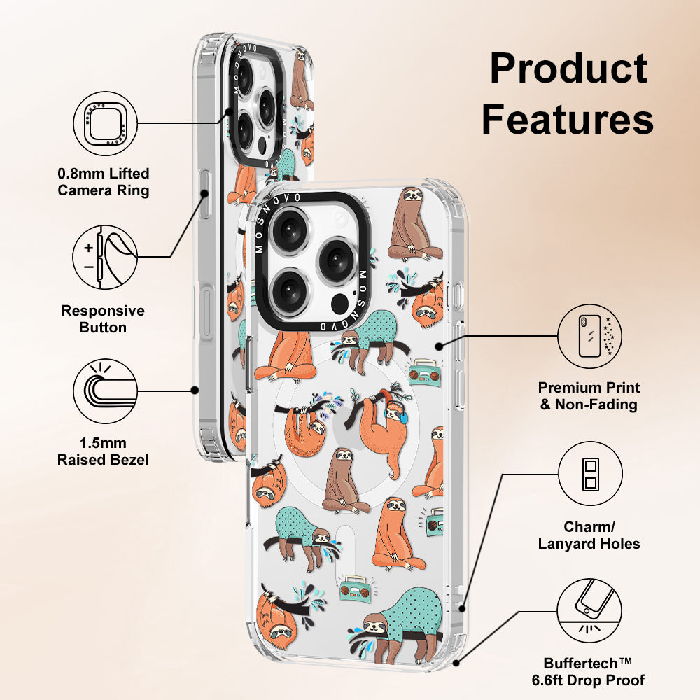 Musical Sloth Phone Case - iPhone 16 Pro Case - MOSNOVO