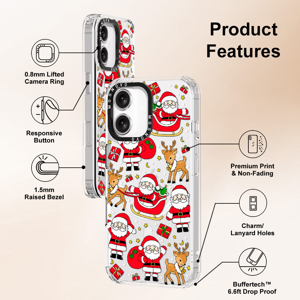 Cute Santa Claus Deer Phone Case - iPhone 16 Case - MOSNOVO